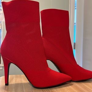 Red ankle boots